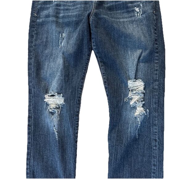 Dear John Straight Leg Distressed High Rise Jean Size 31 Knee Cut Out And Tears - Picture 5 of 16